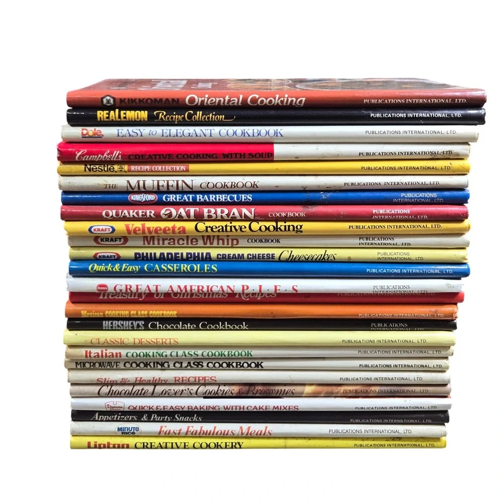 Vintage 80s 90 Publications International Cookbook Lot 25 Recipes Kraft Kikkoman
